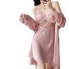 Sexy pajamas ice silk suspender nightgown women's autumn and winter 1011 new pure desire wind with chest pad lace back nightgown
