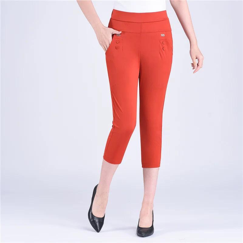 Льняные женские летние брюки с эластичной талией — повседневный стиль для мам среднего и пожилого возраста