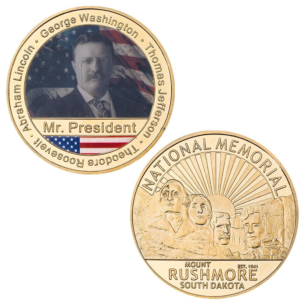 Presidential Mount commemorative coins, gold-plated and silver plated commemorative medals, enthusiasts collect commemorative gifts