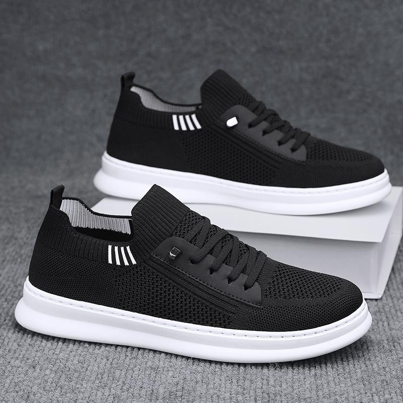 Men Casual Sneakers Mesh Platform Breathable Lightweight Shoes Outdoor Walking Sports Shoes Flying Woven Thick Bottom