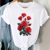 (Азиатский размер) Повседневный трендовый цветочный сладкий 90-е футболка с коротким рукавом модная женская одежда принтованный О-образный вырез женские графические футболки