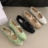 Мода 2024 Весна Новые зеленые женские мягкие балетки Модные туфли Мэри Джейн с круглым носком и неглубокой подошвой на плоской подошве Балетки для улицы