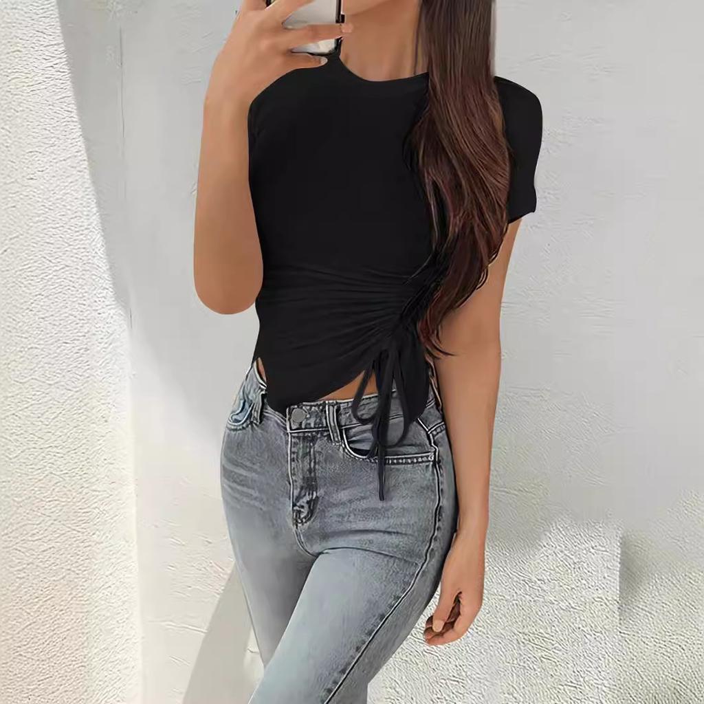 Women's Slim Summer Sexy Waistless Irregular Short Sleeve T-Shirt