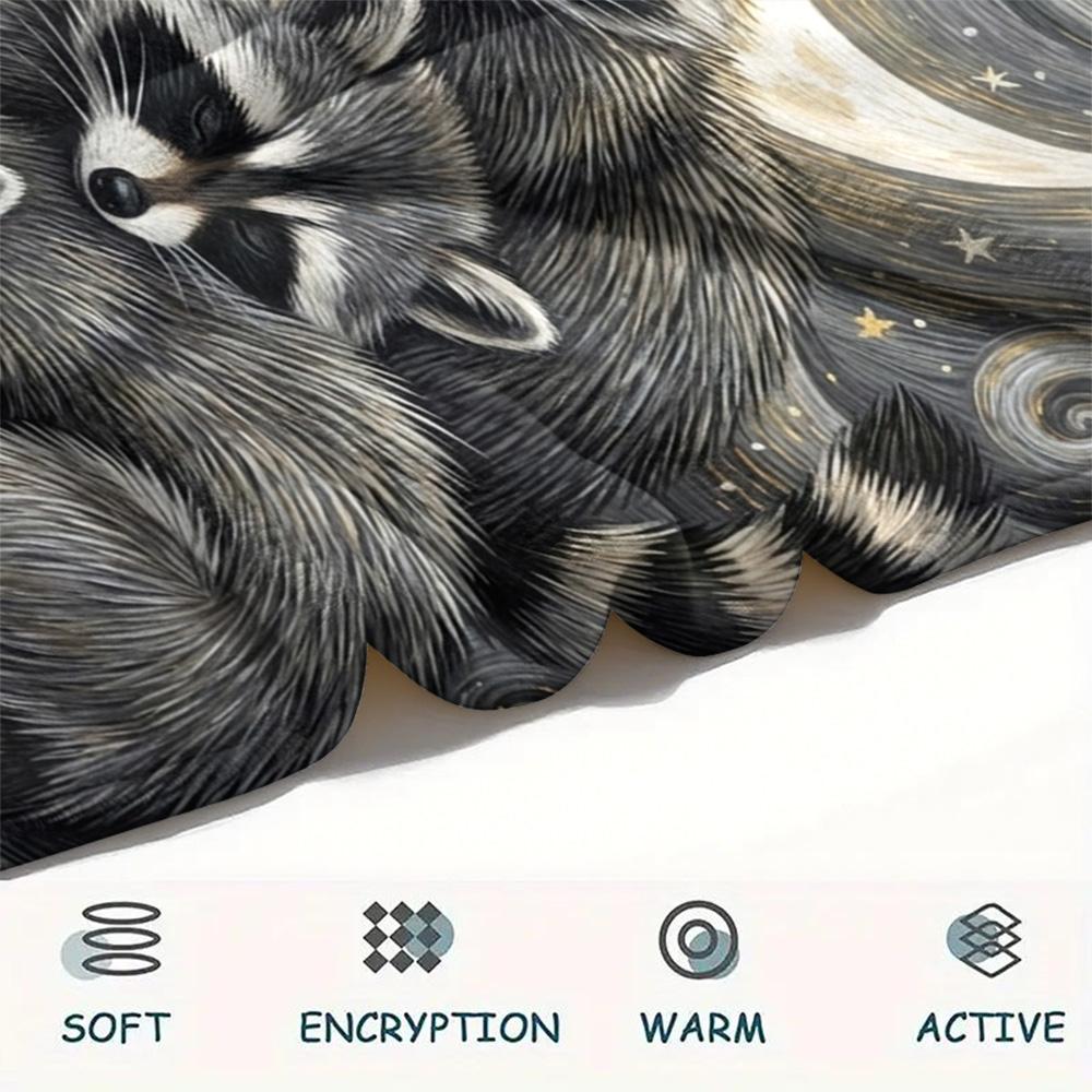 1PC Small animals gather Print FlAannel Blanket, High quality Comfortable for All Seasons, Home Decor, Warmth and Comfort