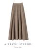 Women's 100% Pure Cashmere High Waist Long Skirt - Solid Color, Elastic Drape, Plush for Autumn/Winter