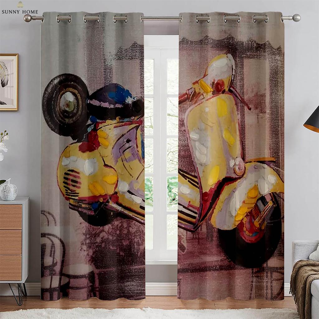 Комплект из 2 штук крутых штор с 3D-принтом для мотоциклетных гонок, для спальни, гостиной, кухни, декоративные шторы для четырех сезонов