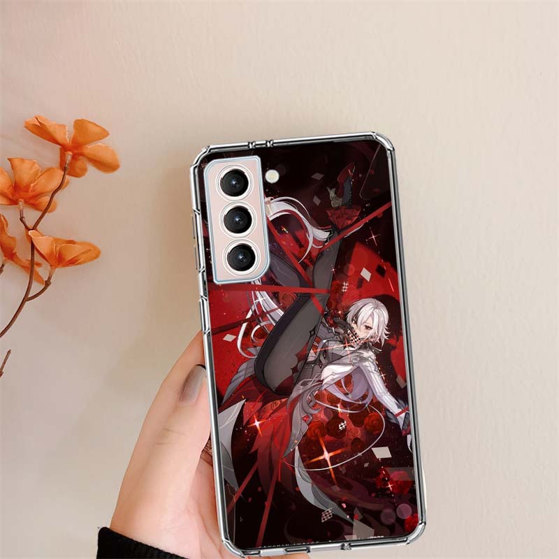 Арлекино Genshin Impact Прозрачные чехлы для телефонов Samsung S26 Ultra Galaxy S25 Edge S24 S23 FE S21 Plus S20 S22 S10 Чехол Узор