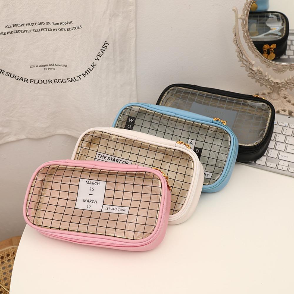 Student Large Capacity Plaid Printed Desktop Storage Bags Stationery Bag Pen Bag Pencil Pouch