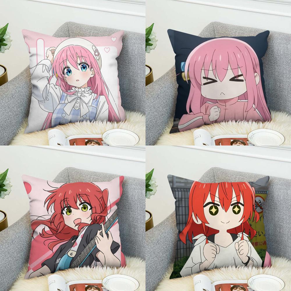 Наволочка для подушки Bocchi The Rock для автомобиля, дивана, декоративная для дома, двусторонняя печать, плюшевая, квадратная, декоративная подушка, чехол