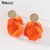Romantic 8 Color Rose Petal Drop Earrings Elegant Spring Metallic Painted Flower Casual Earring for Women Gifts PD1123