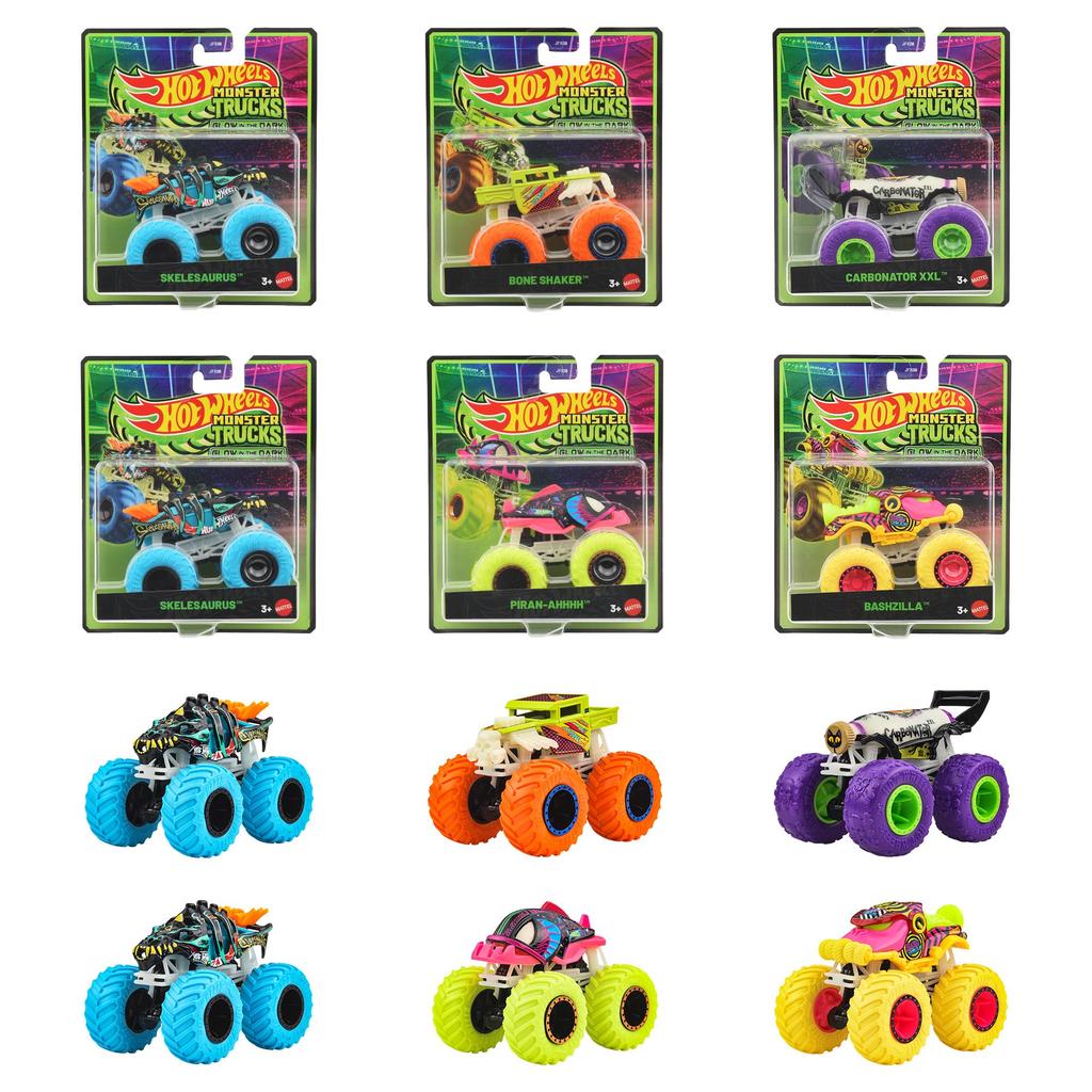 Hot Wheels Light-Up! Monster Truck Assortment Vehicle Toys, 6-Car Box Set, Ages 3+, Multi-Purpose, 986C-JFX08