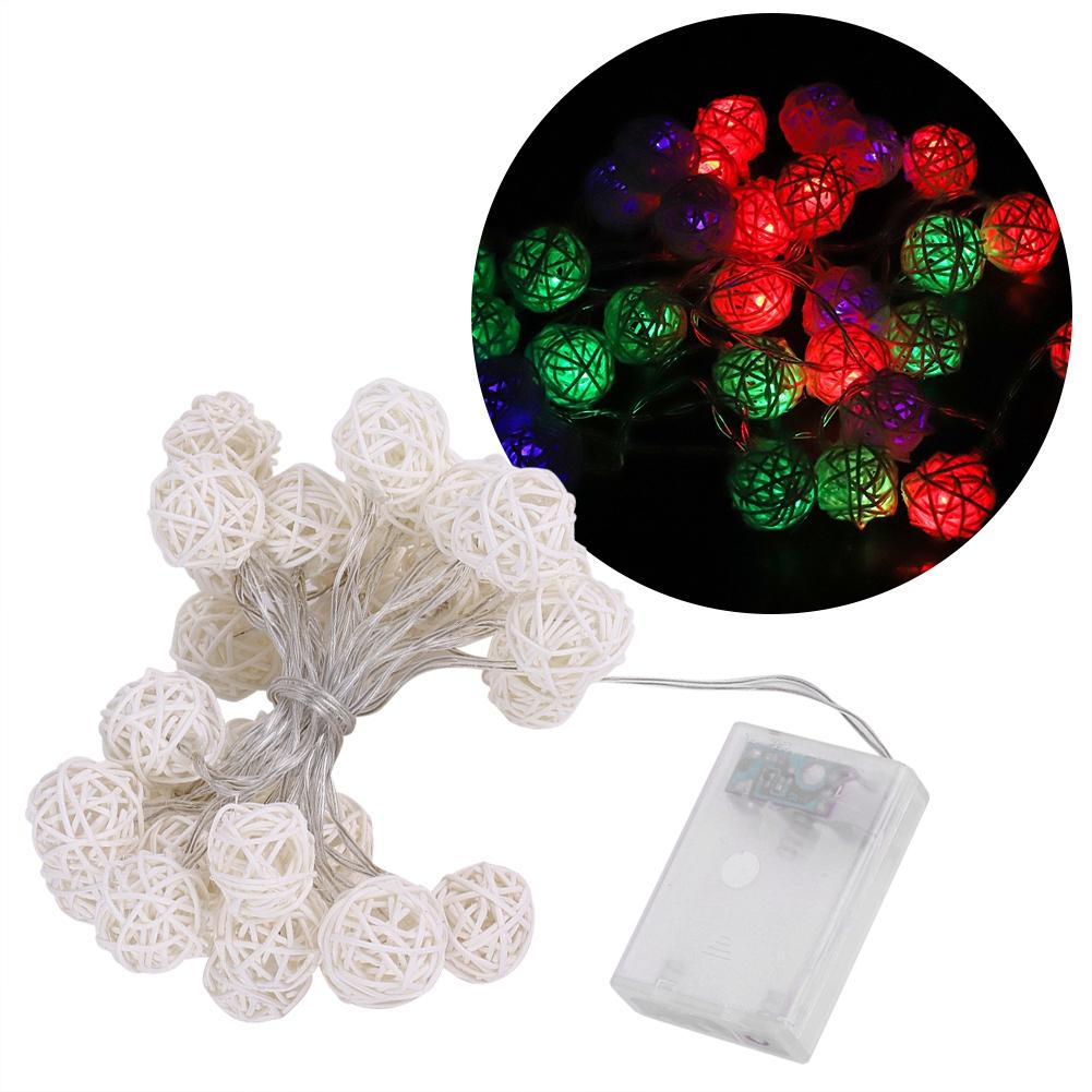 Гирлянда из ротангового шара, 30 светодиодов, ночник на батарейках, подвесной декор