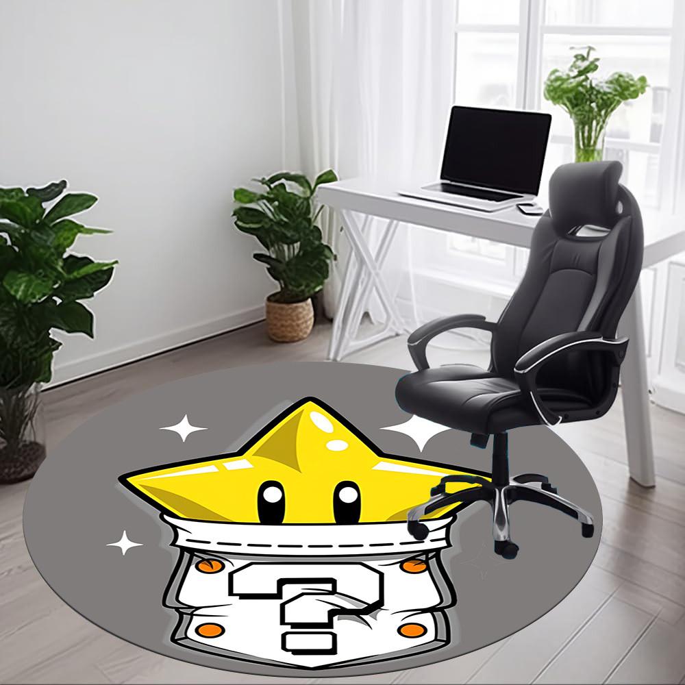 1pc Mario Star Office Round Area Rug, Under Office Chairs Bedroom Living Room Home Decor a1022248