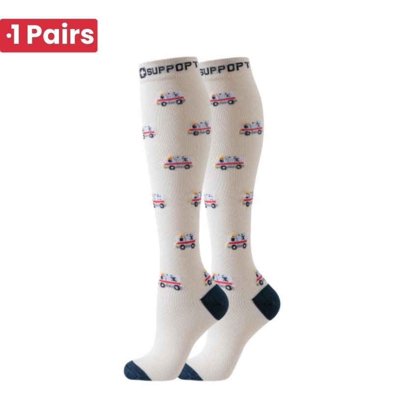 1 Pair Cute Cat Compression Socks Knee High 20-30 Mmhg Fit Medical Edema Diabetes Varicose Veins Running Sports Socks