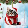 Качающийся кот, подвесное зеркало для автомобиля, украшение в рождественской шапке, подвесное украшение для автомобиля, акриловое универсальное украшение для автомобиля