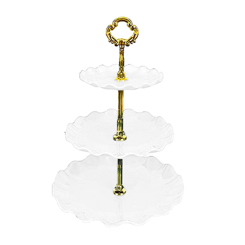 Nordic Style 3 Layer Fruit Plate Tray Plastic 3 Tier Cake Stand Holiday Party Dessert Tray White