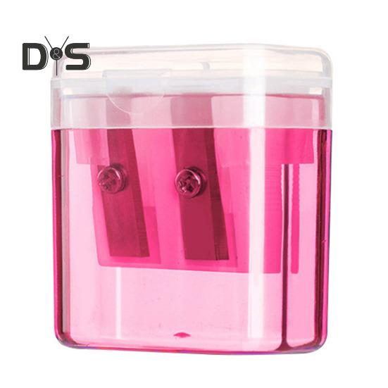 Double Hole Pencil Sharpener with Storage Box Premium Blade Home Office Kids Pencil Sharpener Stationery Supplies