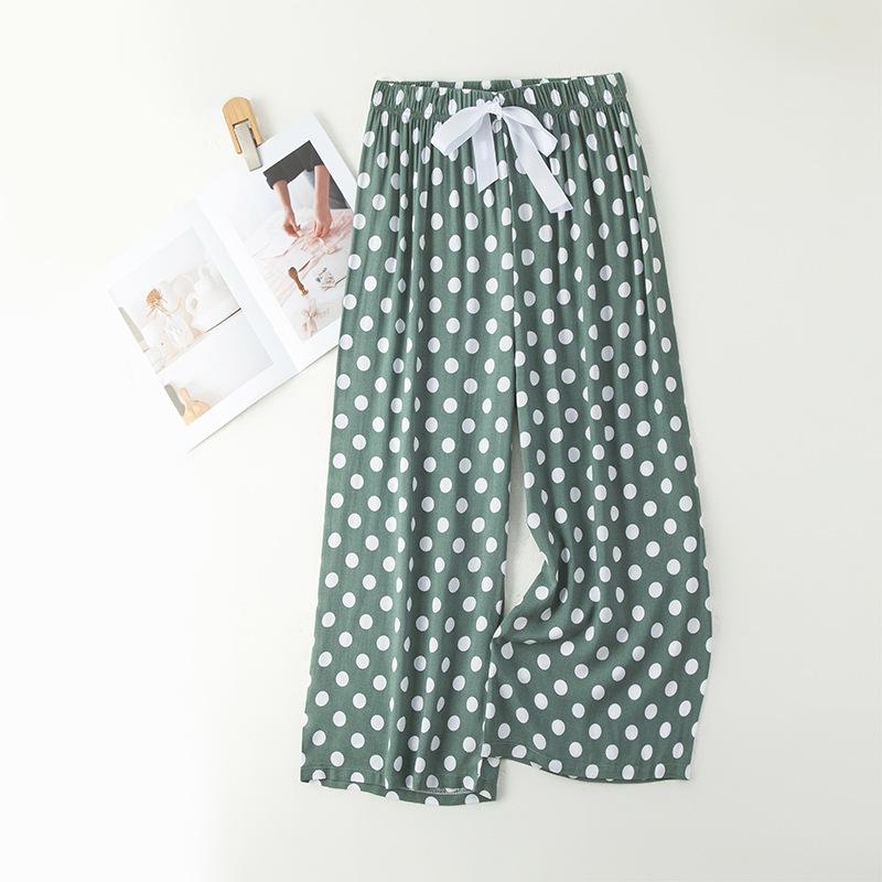 Женские пижамные брюки больших размеров из хлопка и вискозы, с мультяшным цветочным принтом, свободные девятиточечные пляжные брюки, для улицы