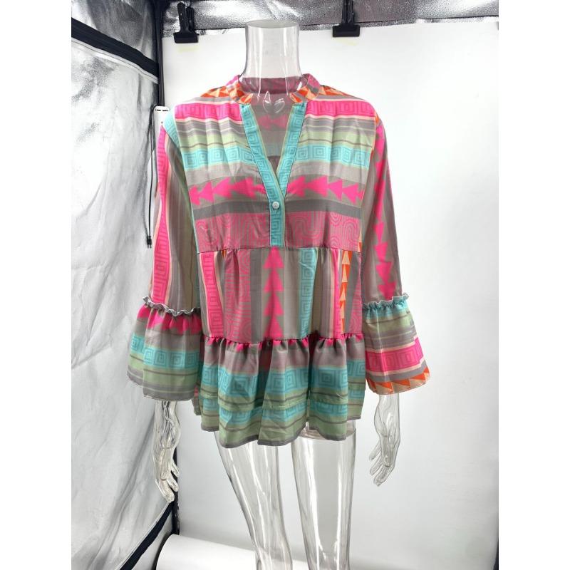 Женская новая осенняя рубашка с длинными рукавами и принтом Slim Positioning