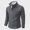 Men's Zipper Half Turtleneck Velvet Sweater: Warm Knitted Casual Autumn/Winter Pullover In Large Sizes