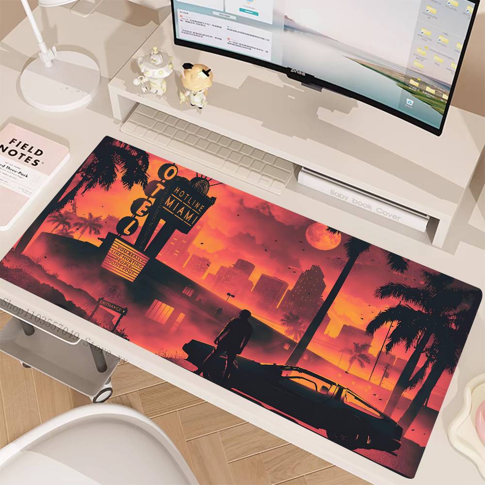 M-Miami Vice Коврик для мыши Большой коврик для игровой клавиатуры Резиновая основа с замком Компьютерные офисные аксессуары