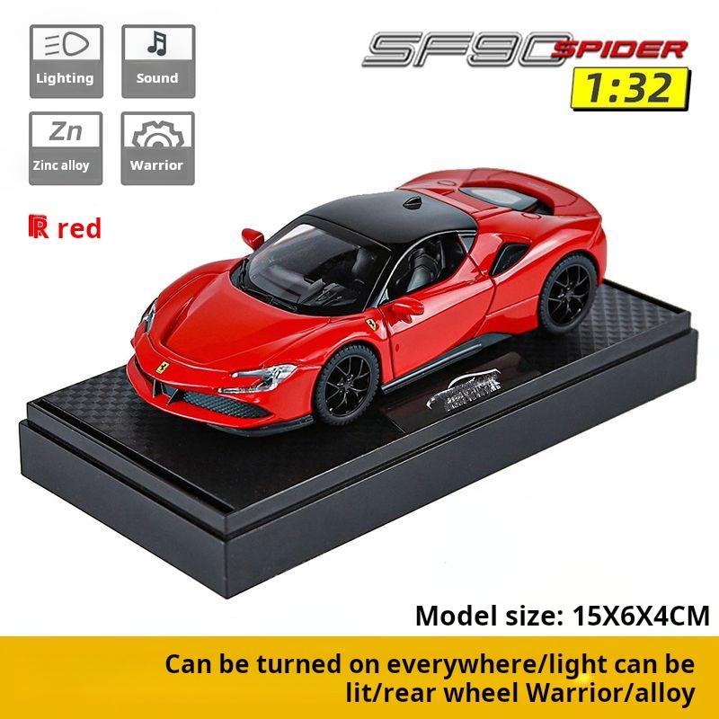 1:32 Ферра Sf90 Роскошный Спортивный Автомобиль Изысканная Металлическая Модель Автомобиля С Инерционным Механизмом Коллекционная Фигурка и Украшение для Рабочего Стола