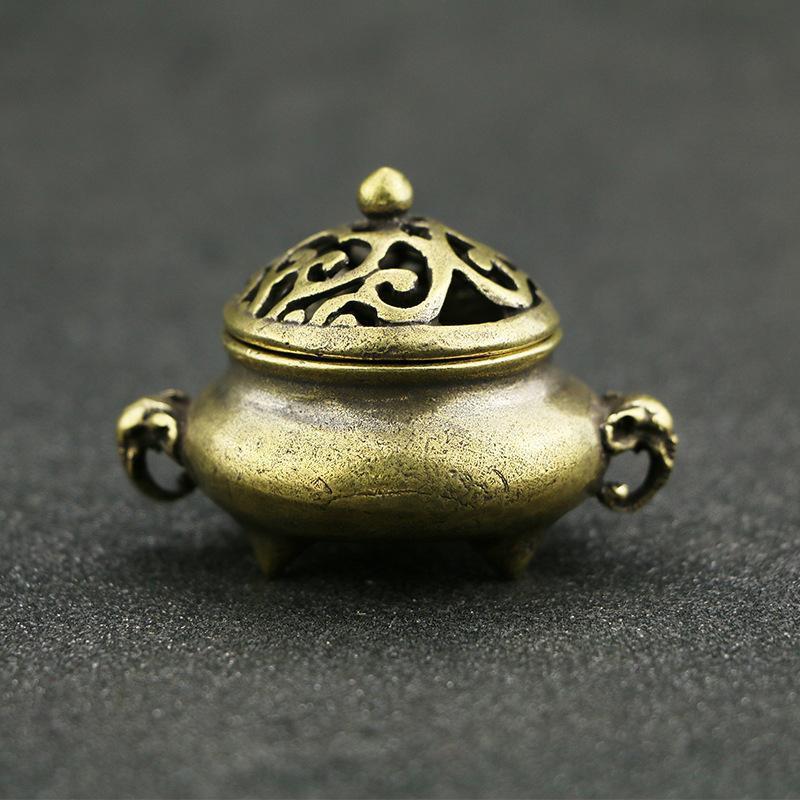 Lucky Home Decoration for Incense Gold Copper Disc Censer Brass Incense Burner Incense Seat Indoor Household Decoration Desktop
