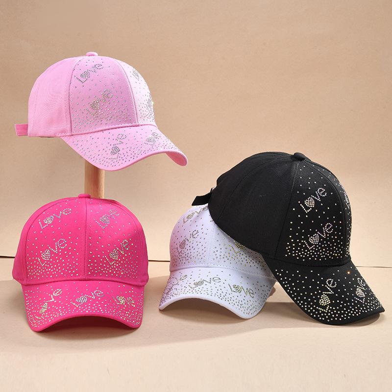 Fashion Hot Diamond LOVE Peaked Cap ins Trendy Face Small Baseball Cap Spring and Autumn Sunscreen Sun Hat