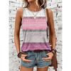 Vintage Striped Print Women's Tank Top Summer Casual Women's Elegant Crew Neck Tank Top Street Fashion Women's Sleeveless Top