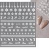 Winter Snowflake Christmas Nail Art Sticker White 3D Relief Adhesive Nail Art Decoration Sticker Nail Charm Manicure Decals