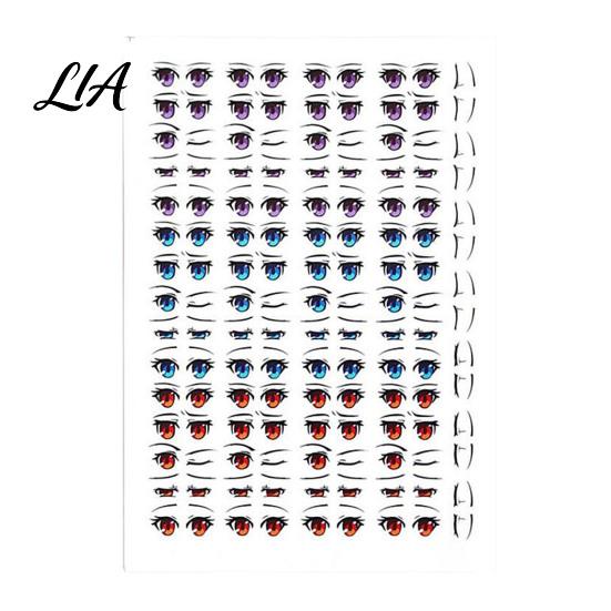 Decorative Eye Stickers for Crafts Dolls, DIY Water Transfer Decals, Multi Size Anime Realistic Colorful Eyes Crafting And Character