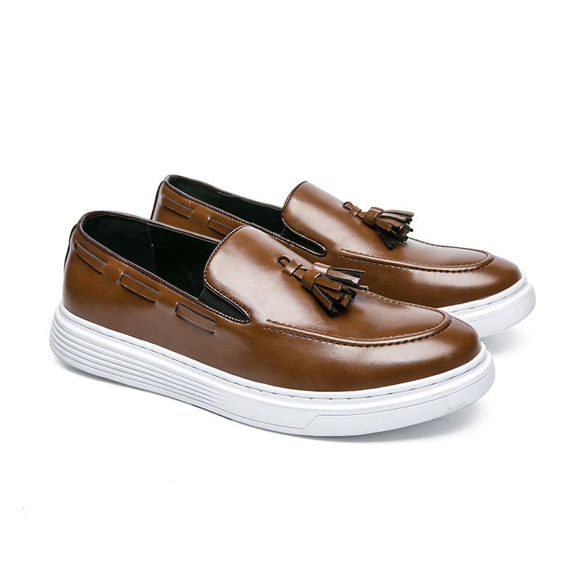 Мужская обувь внешняя торговля новая кожаная обувь мода мужской тренд лоферы ретро обувь с кисточками на носке обувь жениха свадебная обувь