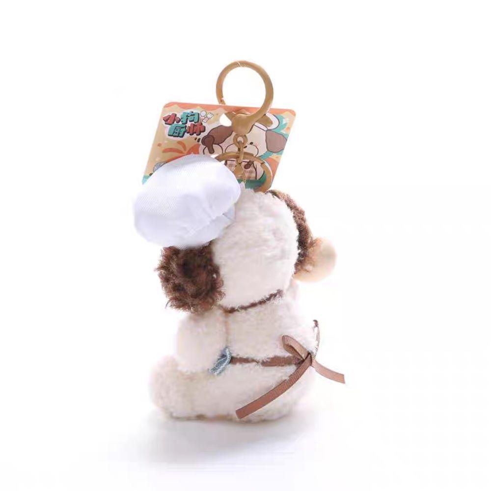 Soft Chef Style Dog Plush Keyrings Girl Heart Stuffed Animals Backpack Keyrings  Hanging Accessory