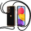 Protective Case for Samsung Galaxy M13 - BOOLING - Black - Flexible - Heart Pattern - Shockproof - Anti-Scratch