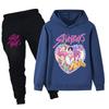 PB1212 Детские Мальчики Девочки Kpop Мира Зои Руми Саджабойс Принт Толстовка с Длинными Рукавами Штаны Брюки Комплекты Одежды
