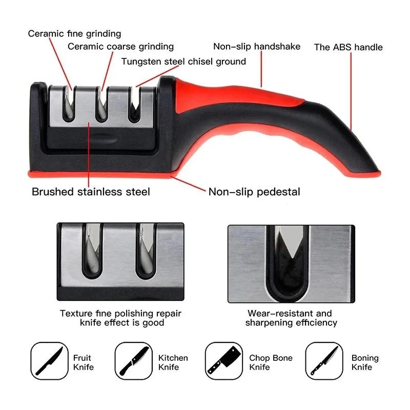 4-stage Knife Sharpener Camping Professional Sharpening Tools Diamond Coated Kitchen Blade Knives Accessories Dining Bar Home