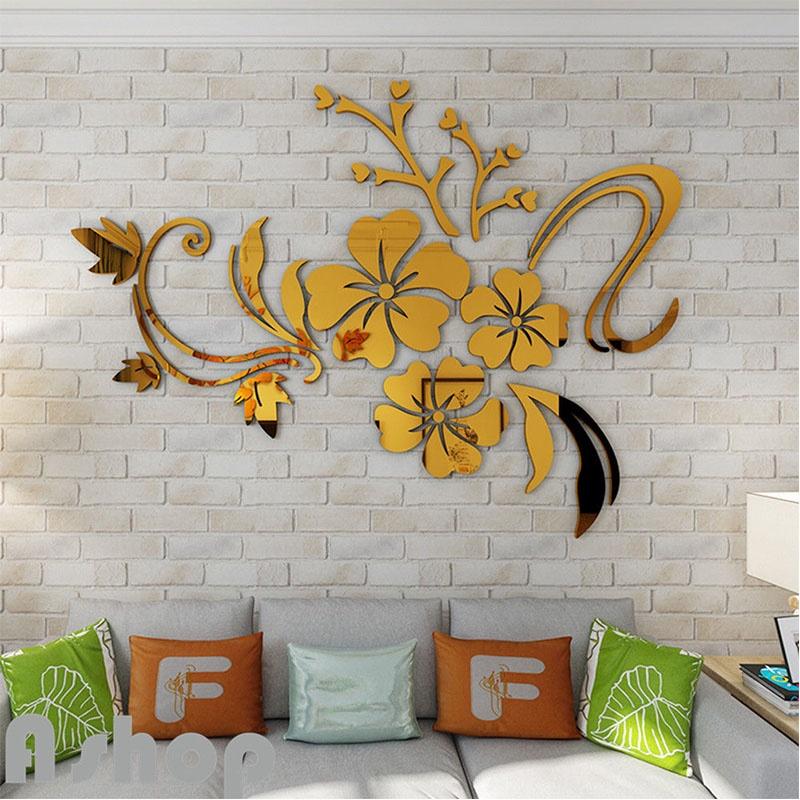 Exquisite Removable 3d Mirror Flower Art Wall Sticker For Stunning Home Decoration