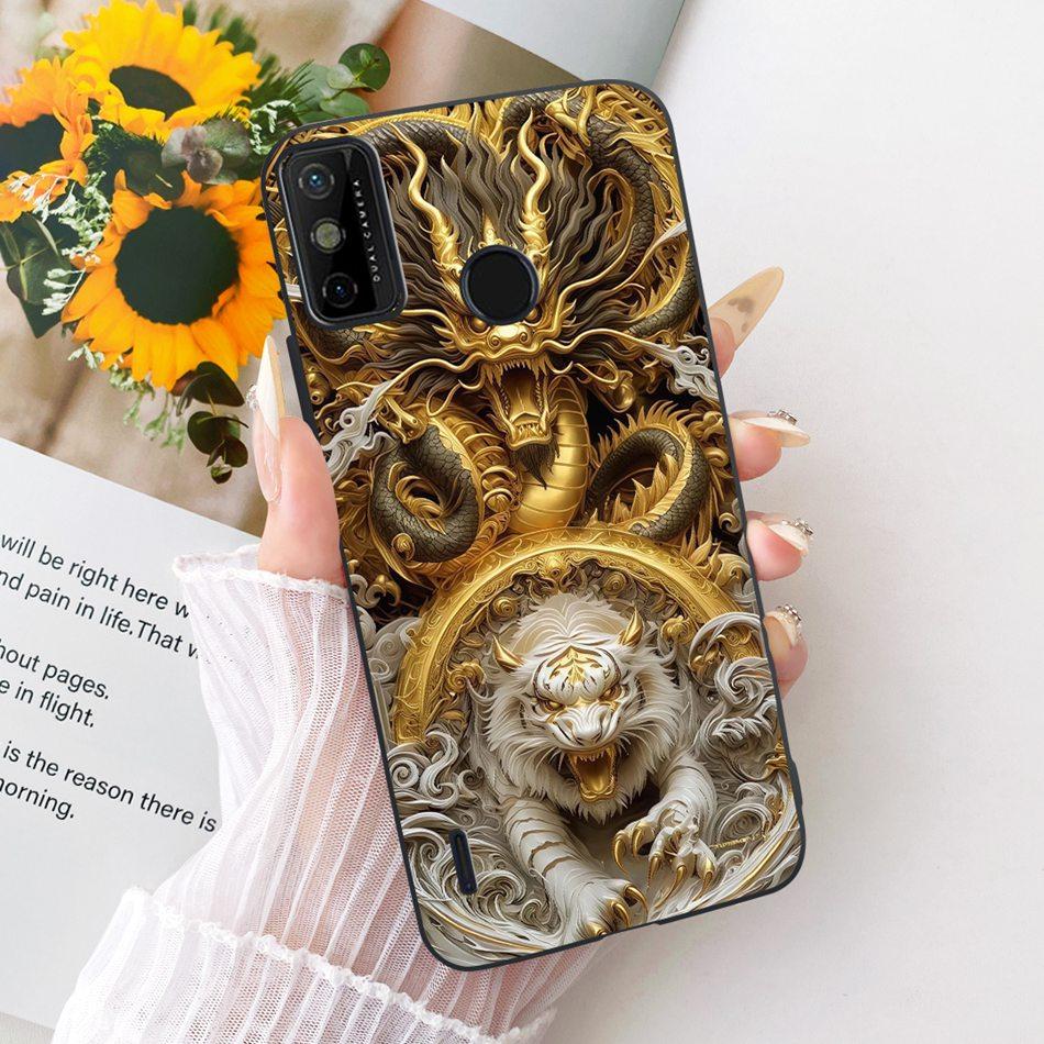 Для Tecno Spark Go 2020 / Spark 6 Go KE5j KE5k KE5S Чехол для телефона с рисунком «Крутой Дракон и Тигр» Черный Силиконовый Мягкие Чехлы