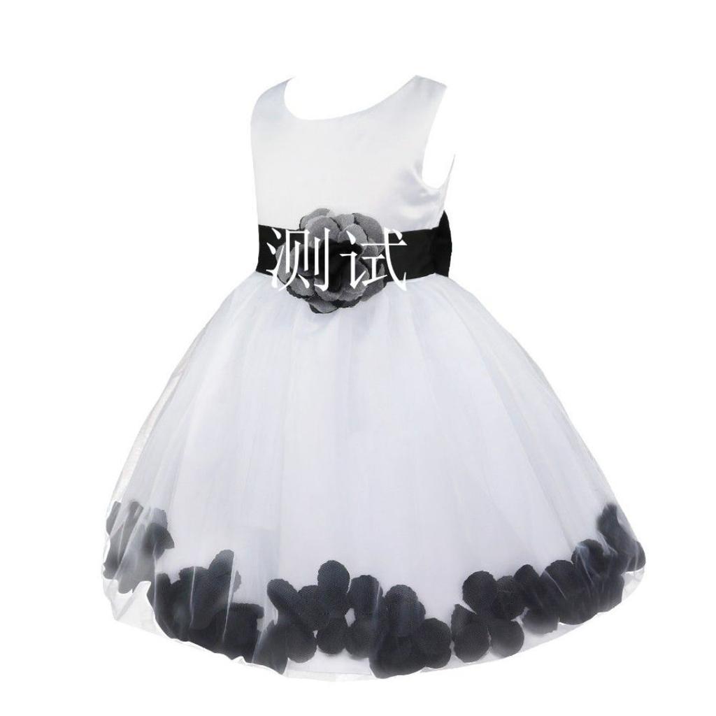 Детское праздничное платье без рукавов из тюля с лепестками цветов для девочек и большим бантом, свадебное платье подружки невесты
