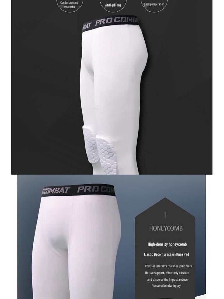 Men's Basketball Compression Pants with Knee Pads - High Elasticity for Sports & Fitness