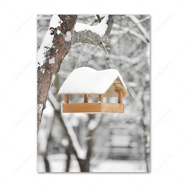 Зимний снежный пейзаж, холст, картина, скандинавские деревянные ворсовые постеры и принты, северный олень, белая береза, настенные художественные фотографии для гостиной