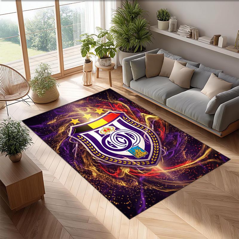 Anderlecht FC Soccer Football Pattern Soft Area Rug Non Slip Indoor Floor Carpet Sports Decor Mat for Bedroom