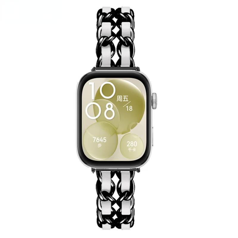 Кожаный + металлический ремешок для часов Huawei Fit 3, сменный ремешок для умных часов, браслет, браслет, аксессуары для Huawei Fit2