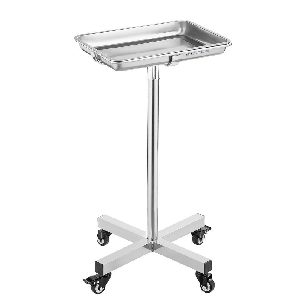 VEVOR Mayo Stand, Stainless Steel Mayo Tray, Load Capacity up to 35 lbs, Adjustable Height 25.2"-39.8"