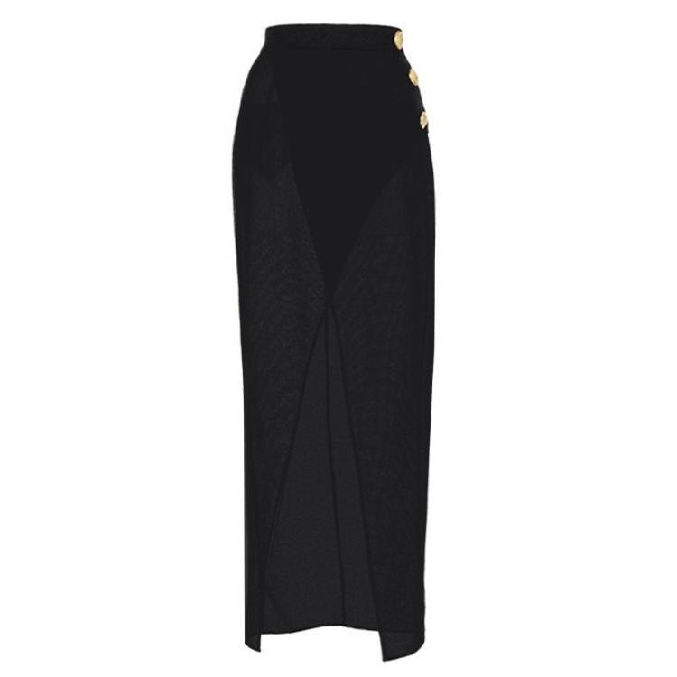 1011 European and American new gold round buckle decorative three-color hollow splicing one-piece swimsuit women's suit