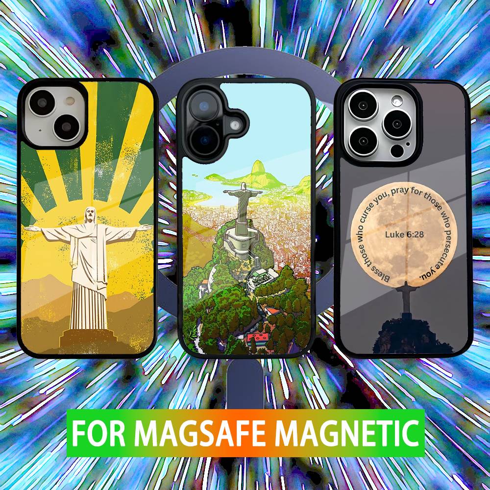 Christ the Redeemer Brasil Phone Case For iPhone 16,15,14,13,12,11,Pro,Max,Plus,Mini,SE New Magsafe Magnetic Wireless Charging