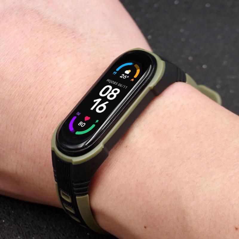 Сменный ремешок для Mi Band 5/6, двухцветный, оригинальный дизайн, силиконовый ремешок для часов, ремешок для часов из ТПУ с плоским отверстием CS