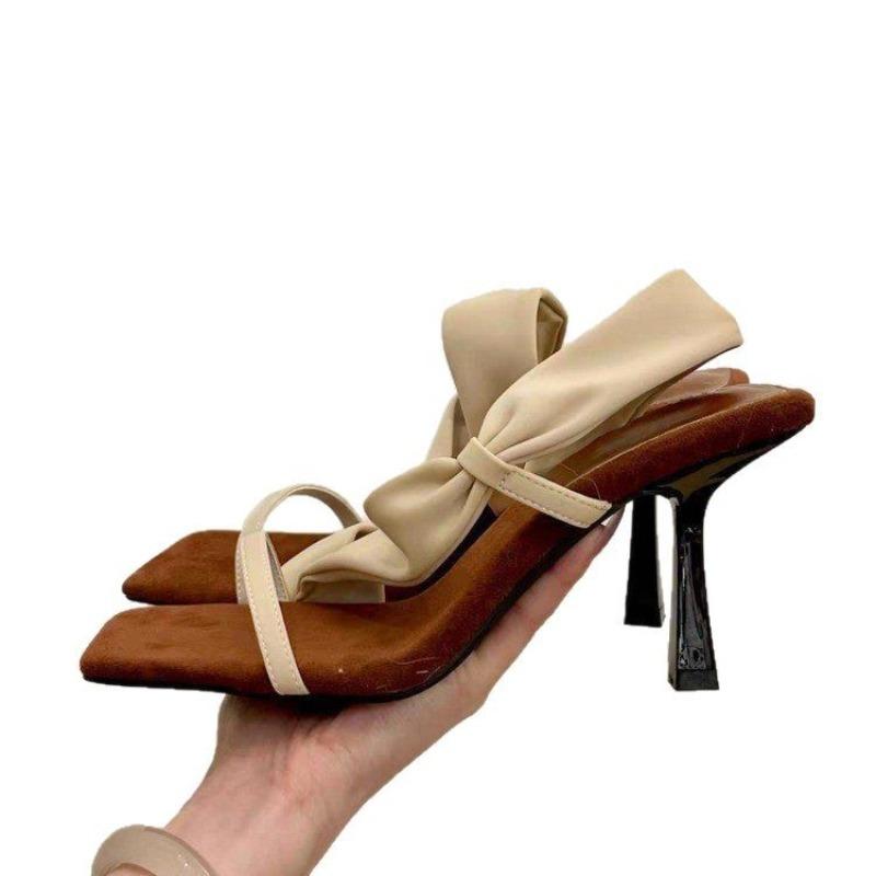 Модные Роскошные Бренды Летние Ретро Квадратный Носок Зажим для Пальца Женские Сандалии Тонкий Каблук Французский Стиль Модная Обувь Слинг Женская Обувь Слингбэк Фам
