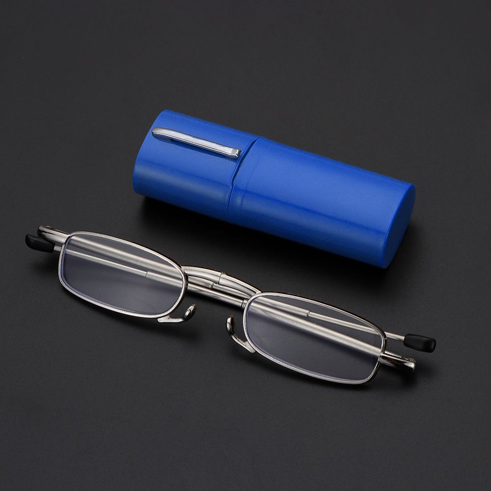 Eyeglasses with Tube Case Foldable Reading Glasses Computer Reading Eyeglasses Easy Carry