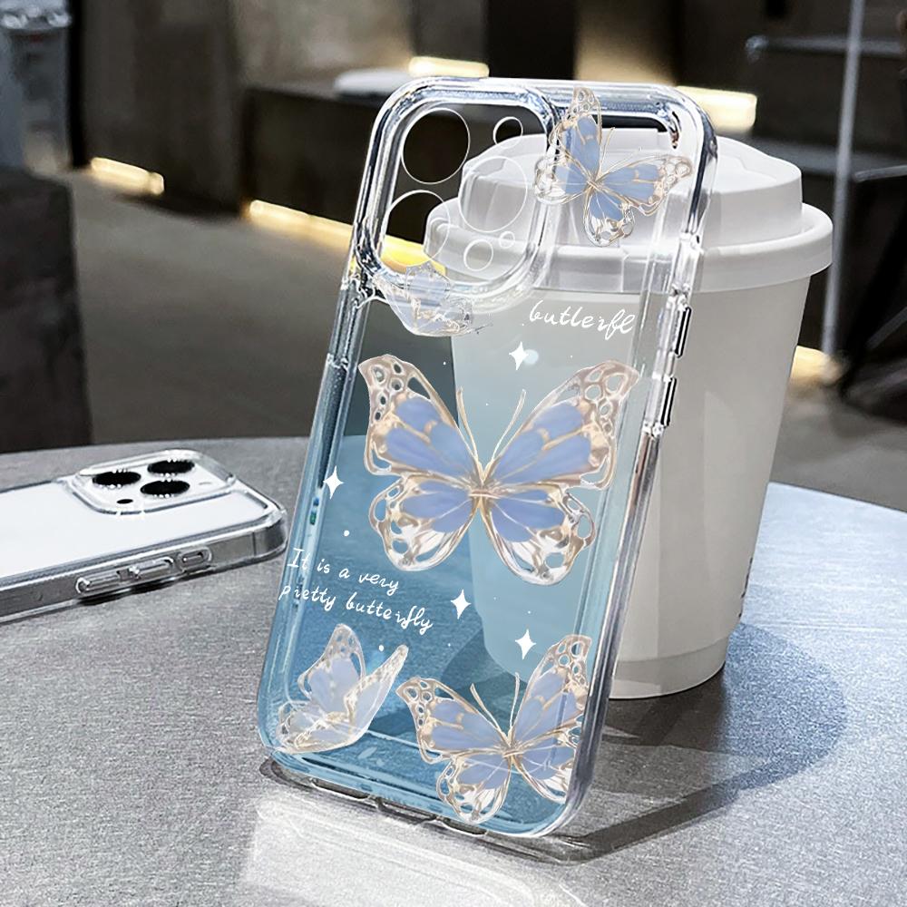Чехол-бабочка с градиентом для iPhone 11 17 16 14 15 13 12 Pro Max Для iPhone XS XR X Air 16E 16 15 14 Plus Силиконовая крышка